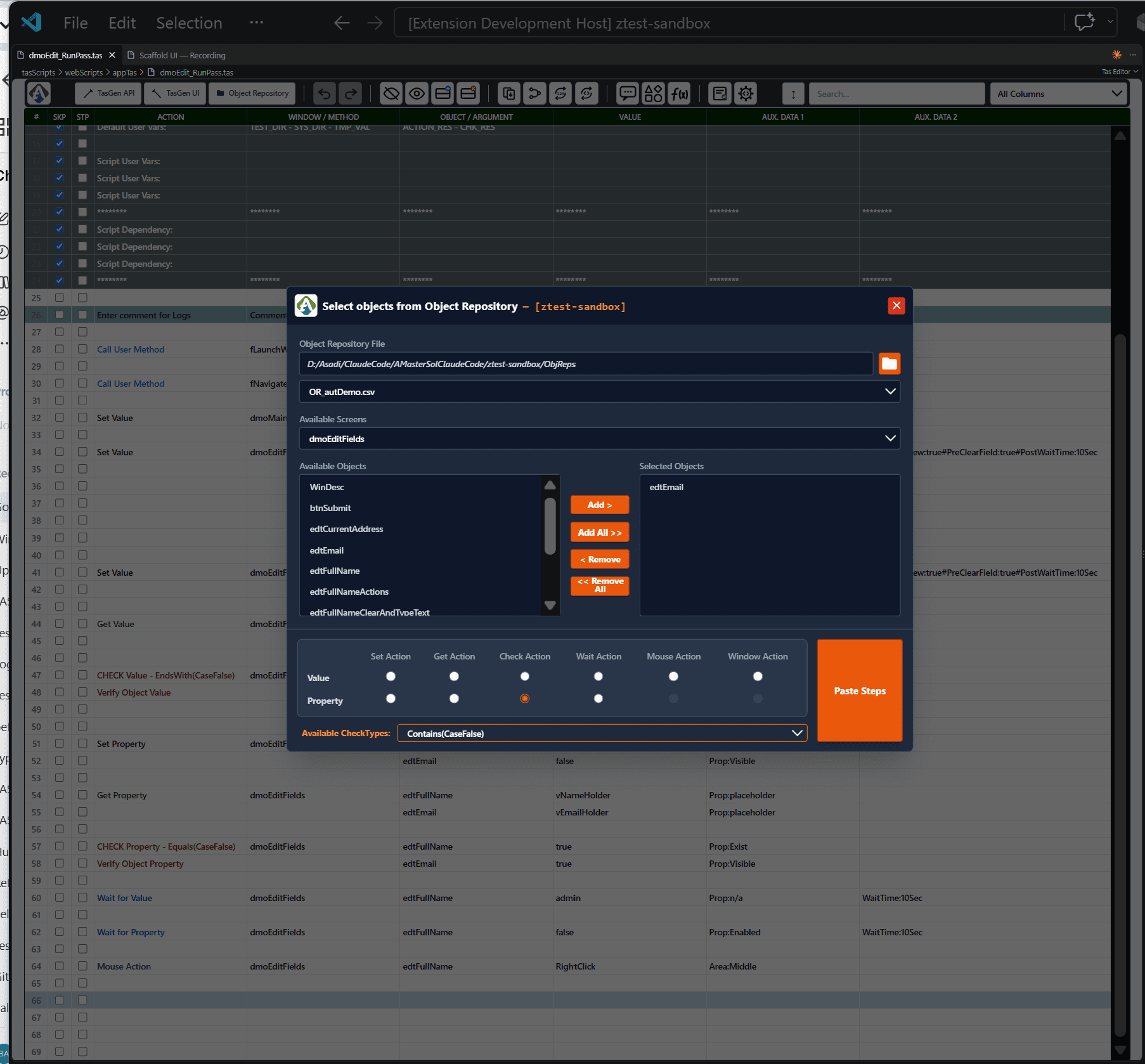 TA STUDIO UI Step Builder