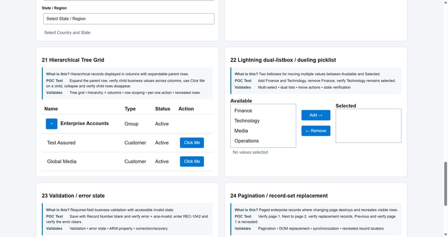 Tree Grid + Row Interaction -- screenshot from the execution report